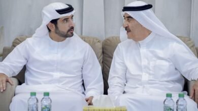 حاكم أم القيوين يتقبل تعازي حمدان بن محمد وأحمد بن محمد في وفاة عبدالله بن أحمد المعلا