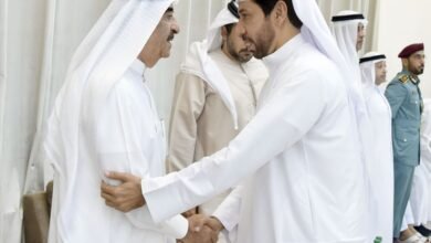 حاكم أم القيوين يتقبل التعازى من اللواء طلال الشنقيطي فى وفاة عبدالله بن أحمد المعلا
