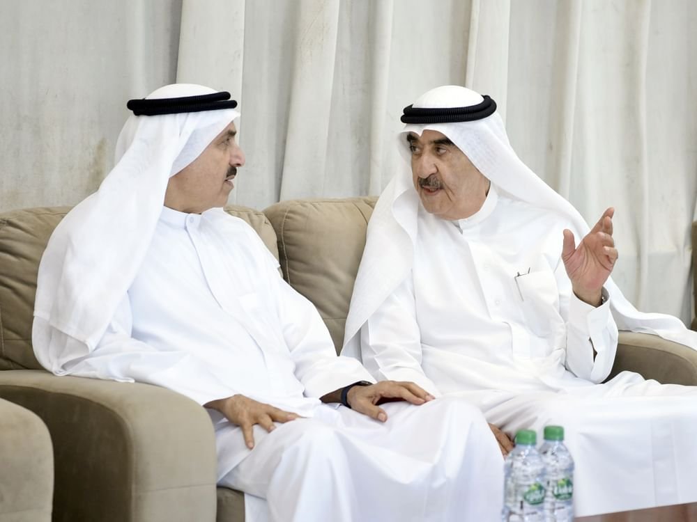 حاكم أم القيوين يتقبل تعازى رئيس المجلس الوطنى الاتحادى فى وفاة عبدالله بن أحمد المعلا
