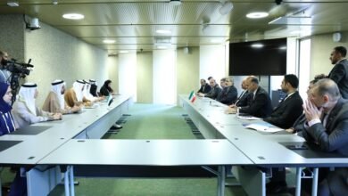 صقر غباش يلتقي رئيس مجلس الشورى في إيران على هامش اجتماعات الاتحاد البرلماني الدولي بجنيف