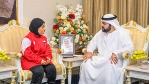 محمد الشرقي يلتقي مريم الزيودي نجمة ألعاب القوى الحائزة على ميداليات قارية وأولمبية