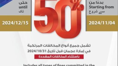 بتوجيهات عمار النعيمي .. شرطة عجمان تعلن عن تخفيض بنسبة 50% على المخالفات المرورية