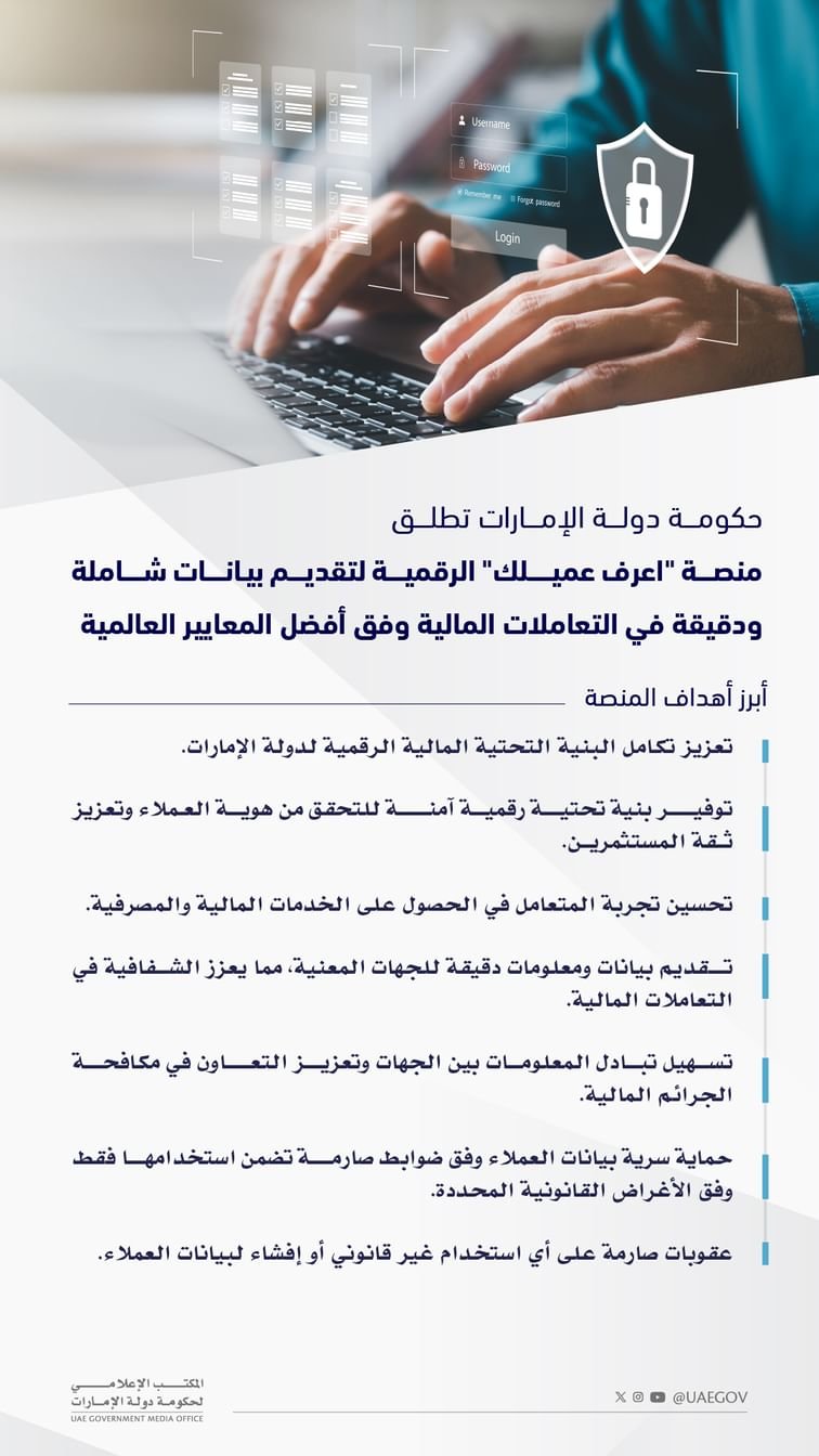 حكومة دولة الإمارات تطلق منصة "اعرف عميلك" الرقمية