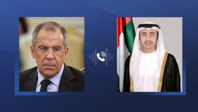 عبدالله بن زايد يبحث مع وزير خارجية روسيا التطورات في سوريا