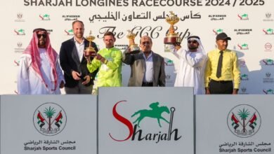 انطلاق سباق كأس مجلس التعاون الخليجي للخيل على مضمار الشارقة لونجين