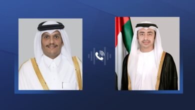 عبدالله بن زايد ورئيس مجلس الوزراء وزير خارجية قطر يبحثان هاتفيا الأوضاع في سوريا