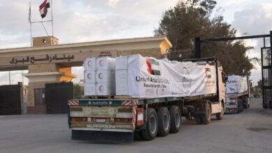 5 قوافل مساعدات إماراتية تصل قطاع غزة ضمن عملية "الفارس الشهم 3"