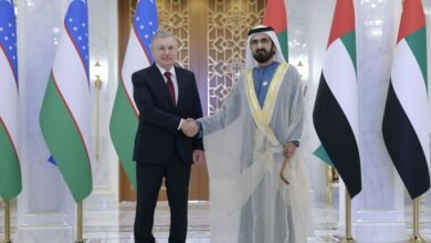 محمد بن راشد يستقبل رئيس أوزبكستان ويستعرض معه سبل تعزيز التعاون الثنائي