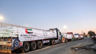 3 قوافل إماراتية تصل قطاع غزة خلال أسبوع محملة بمساعدات إغاثية وطبية