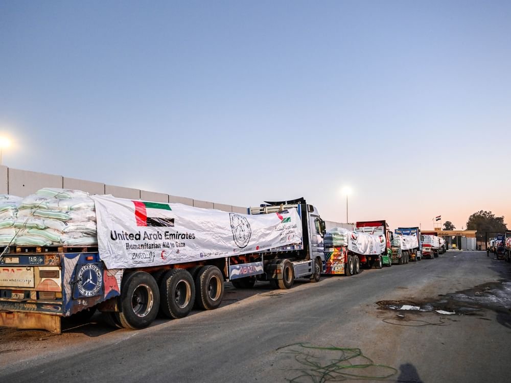 3 قوافل إماراتية تصل قطاع غزة خلال أسبوع محملة بمساعدات إغاثية وطبية