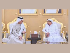 حميد بن راشد يتقبل تعازي سعود بن صقر والشيوخ في وفاة الشيخ سعيد بن راشد النعيمي