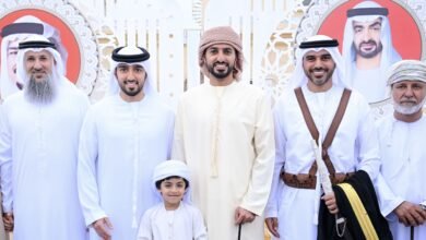 راشد بن حميد والشيوخ والمسؤولون يحضرون أفراح الشحي والبناي