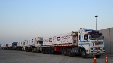 5 قوافل مساعدات إماراتية تصل قطاع غزة ضمن عملية “الفارس الشهم 3”