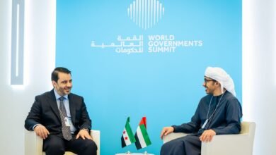 عبدالله بن زايد يستقبل أسعد الشيباني على هامش أعمال القمة العالمية للحكومات