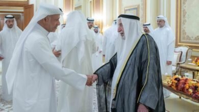 حاكم الشارقة يتقبل التهاني بشهر رمضان المبارك في قصر البديع العامر