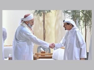 حاكم عجمان وولي عهده يستقبلان المهنئين بشهر رمضان بقصر الزاهر