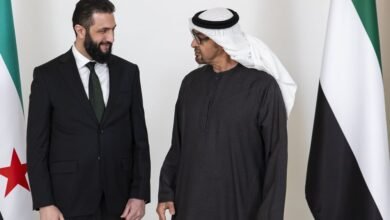 رئيس الدولة يؤكد خلال استقباله أحمد الشرع دعم الإمارات كل ما يحقق تطلعات الشعب السوري الشقيق نحو الاستقرار والتنمية