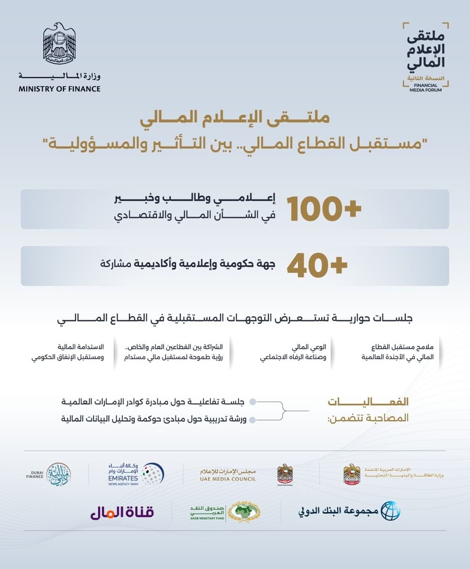 وزارة المالية تنظم النسخة الـ2 من "ملتقى الإعلام المالي" أول مايو 1 وزارة المالية تنظم النسخة الـ2 من "ملتقى الإعلام المالي" أول مايو