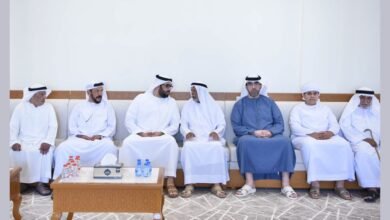 ولي عهد أم القيوين يقدم واجب العزاء فى وفاة راشد سهيل سعيد محمد البرغومى