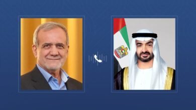 رئيس الدولة يتلقى اتصالاً هاتفياً من الرئيس الإيراني تبادلا خلاله التهاني بمناسبة عيد الفطر المبارك