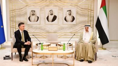 صقر غباش يستقبل رئيس لجنة الشؤون الخارجية في البرلمان الأوروبي