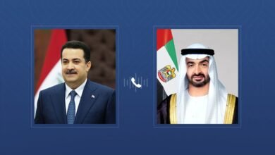 رئيس الدولة ورئيس وزراء العراق يبحثان هاتفياً علاقات البلدين والتطورات في المنطقة