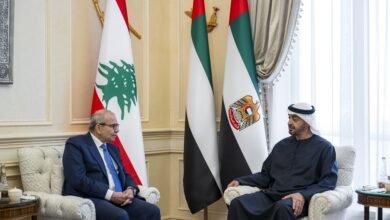 رئيس الدولة ورئيس وزراء لبنان يبحثان علاقات البلدين والتطورات الإقليمية