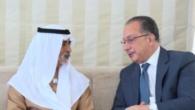 نهيان بن مبارك يستقبل السفير المصري بمناسبة انتهاء فترة عمله