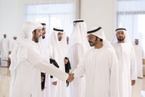 خليفة بن طحنون بن محمد يحضر حفل استقبال بمناسبة زفاف في مجلس الشويب