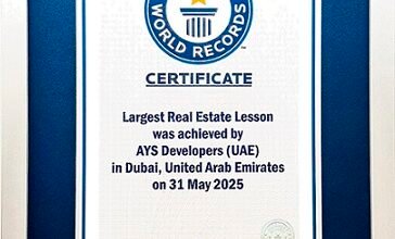 "ايه واي اس" للتطوير العقاري تدخل موسوعة غينيس بتنظيمها أكبر جلسة تدريب عقاري في العالم بدبي
