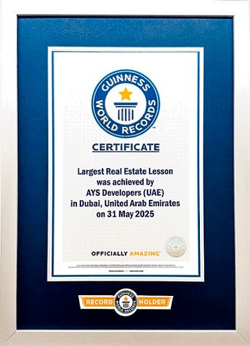 "ايه واي اس" للتطوير العقاري تدخل موسوعة غينيس بتنظيمها أكبر جلسة تدريب عقاري في العالم بدبي