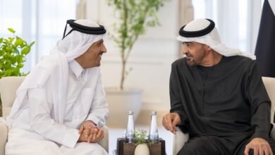 رئيس الدولة يستقبل رئيس مجلس الوزراء وزير خارجية قطر